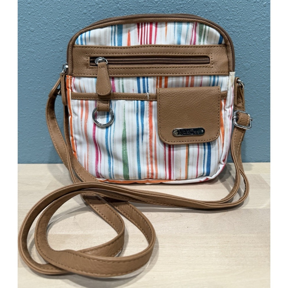 MultiSac North South Zip Around Crossbody Shoulder Bag Purse Multi Color Stripe